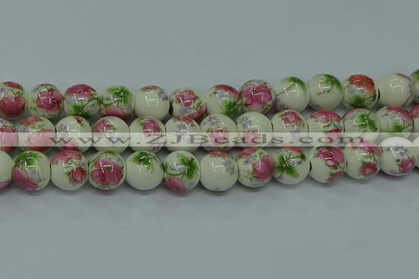 CPB653 15.5 inches 10mm round Painted porcelain beads
