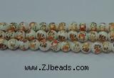 CPB671 15.5 inches 6mm round Painted porcelain beads