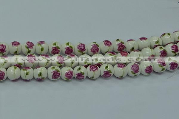 CPB741 15.5 inches 6mm round Painted porcelain beads