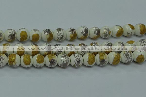 CPB752 15.5 inches 8mm round Painted porcelain beads