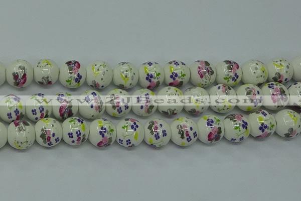 CPB771 15.5 inches 6mm round Painted porcelain beads