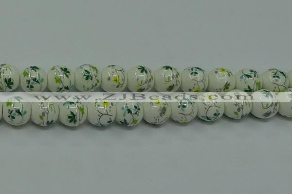 CPB781 15.5 inches 6mm round Painted porcelain beads