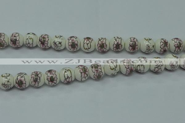 CPB794 15.5 inches 12mm round Painted porcelain beads