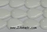 CPB91 15.5 inches 15*20mm flat teardrop white porcelain beads wholesale