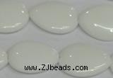 CPB92 15.5 inches 18*25mm flat teardrop white porcelain beads wholesale