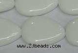 CPB93 15.5 inches 20*30mm flat teardrop white porcelain beads wholesale