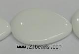 CPB94 15.5 inches 30*40mm flat teardrop white porcelain beads wholesale