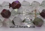 CPC16 15.5 inches 8mm faceted nuggets green phantom quartz beads