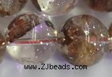 CPC656 15.5 inches 16mm round yellow phantom quartz beads