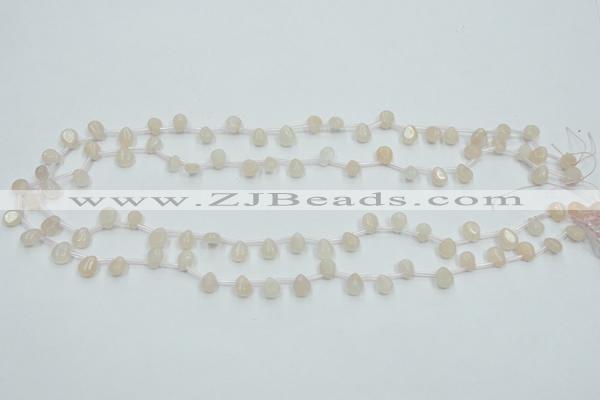 CPI11 15.5 inches 6*8mm top-drilled teardrop pink aventurine jade beads