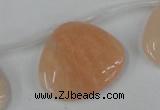 CPI161 Top-drilled 25*30mm carved triangle pink aventurine jade beads