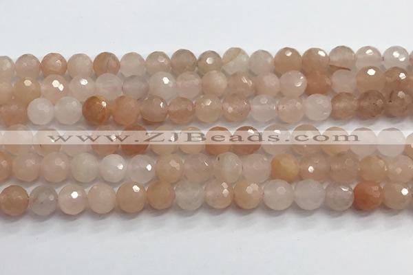 CPI217 15.5 inches 8mm faceted round pink aventurine jade beads wholesale