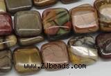 CPJ06 15.5 inches 14*14mm square picasso jasper beads wholesale