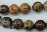 CPJ155 15.5 inches 12mm round picasso jasper gemstone beads