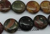 CPJ163 15.5 inches 16mm flat round picasso jasper gemstone beads