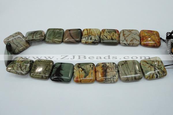 CPJ169 15.5 inches 22*30mm rectangle picasso jasper gemstone beads