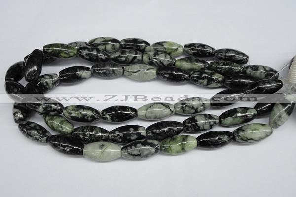 CPJ211 15.5 inches 12*24mm rice green picasso jasper beads