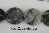 CPJ216 15.5 inches 20mm flat round green picasso jasper beads