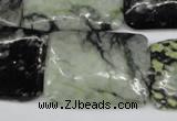 CPJ235 15.5 inches 25*30mm rectangle green picasso jasper beads