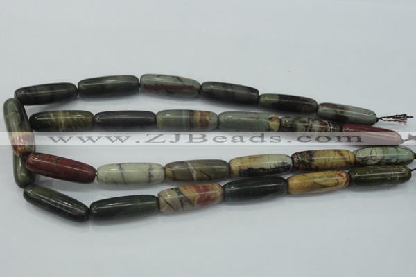 CPJ25 15.5 inches 10*30mm cylinder picasso jasper beads wholesale