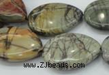 CPJ30 15.5 inches 22*30mm flat teardrop picasso jasper beads wholesale