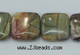 CPJ32 15.5 inches 20*20mm square picasso jasper beads wholesale