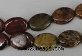 CPJ356 15.5 inches 12*16mm oval picasso jasper gemstone beads