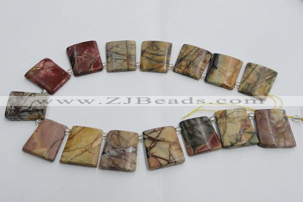 CPJ377 Top drilled 22*26mm trapezoid picasso jasper beads