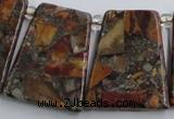 CPJ378 Top drilled 22*26mm trapezoid picasso jasper & pyrite beads