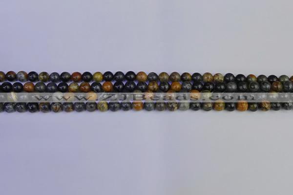 CPJ470 15.5 inches 4mm round black picasso jasper beads wholesale