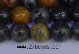 CPJ474 15.5 inches 12mm round black picasso jasper beads wholesale