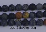 CPJ491 15.5 inches 6mm round matte black picasso jasper beads