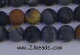 CPJ493 15.5 inches 10mm round matte black picasso jasper beads