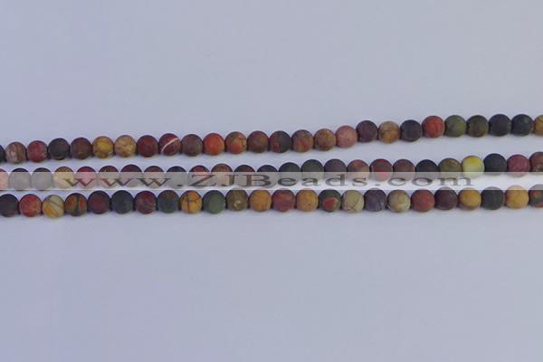 CPJ501 15.5 inches 6mm round matte picasso jasper beads wholesale