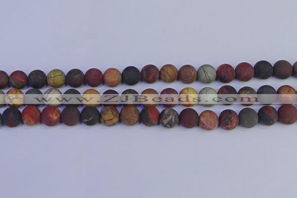 CPJ504 15.5 inches 12mm round matte picasso jasper beads wholesale