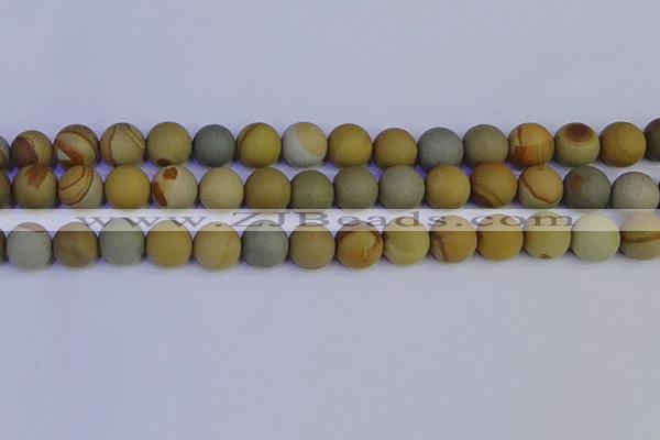 CPJ525 15.5 inches 14mm round matte wildhorse picture jasper beads