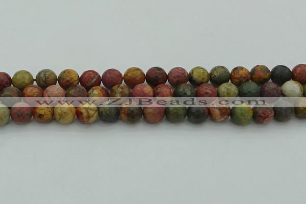 CPJ533 15.5 inches 10mm faceted round picasso jasper beads