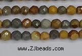 CPJ540 15.5 inches 4mm faceted round wildhorse picture jasper beads