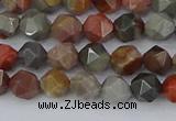 CPJ564 15.5 inches 6mm faceted nuggets polychrome jasper beads