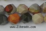 CPJ566 15.5 inches 10mm faceted nuggets polychrome jasper beads