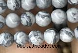 CPJ580 15.5 inches 4mm round grey picture jasper beads wholesale