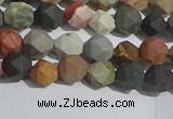 CPJ590 15.5 inches 6mm faceted nuggets matte polychrome jasper beads