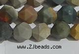 CPJ592 15.5 inches 10mm faceted nuggets matte polychrome jasper beads