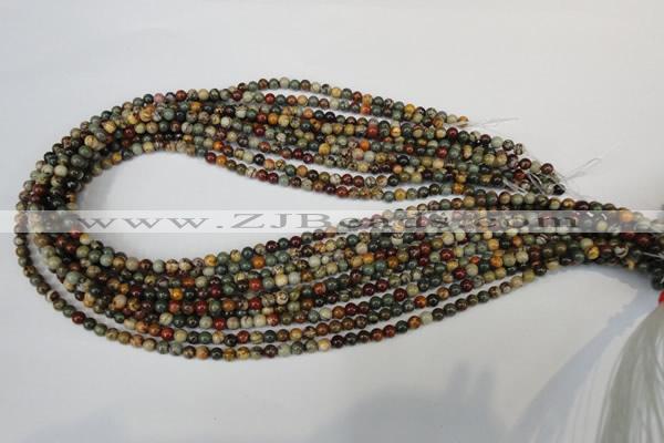 CPJ61 15.5 inches 4mm round picasso jasper gemstone beads