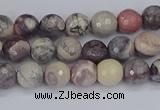 CPJ610 15.5 inches 4mm faceted round purple striped jasper beads