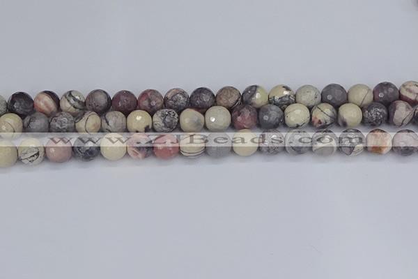 CPJ612 15.5 inches 8mm faceted round purple striped jasper beads