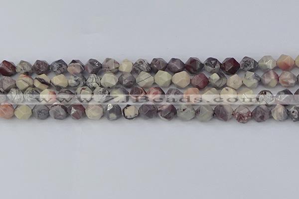CPJ621 15.5 inches 8mm faceted nuggets purple striped jasper beads