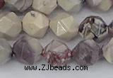 CPJ623 15.5 inches 12mm faceted nuggets purple striped jasper beads