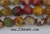 CPJ626 15.5 inches 6mm faceted nuggets picasso jasper beads