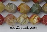 CPJ627 15.5 inches 8mm faceted nuggets picasso jasper beads